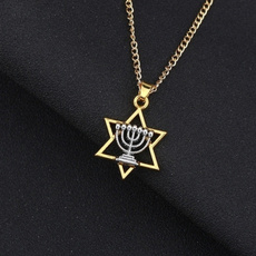 menorah, Star, gift for him, Chain