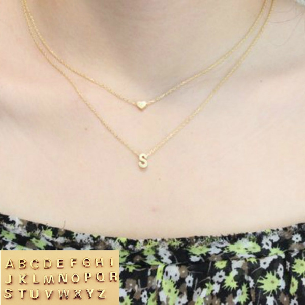 Silver Initial and Heart Layered 