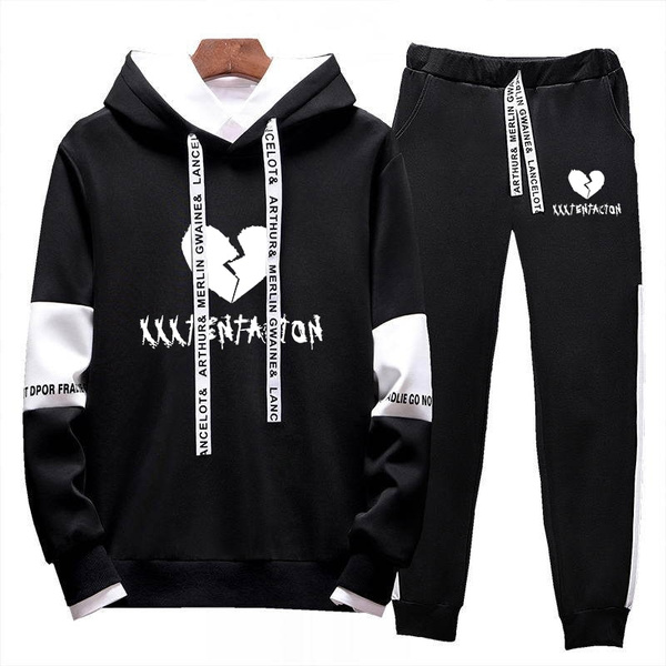 Autumn Winter XXXTentacion Revenge Kill Hip Hop Hoodies Sweatshirts and Sweatpants Men Two Piece Set Hooded Suit Velvet