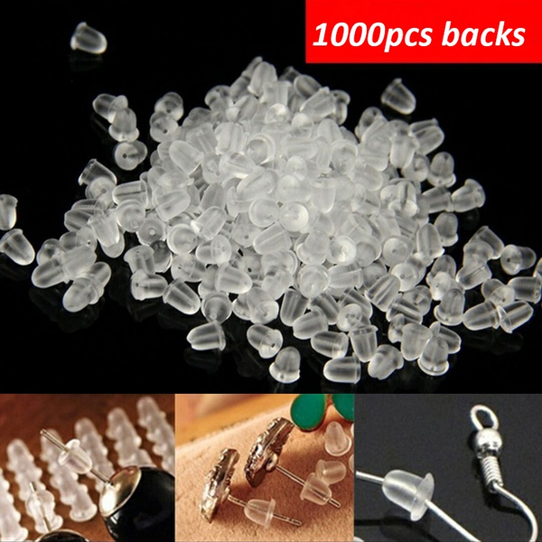 1000pcs/lot Clear Soft Silicone Rubber Earring Backs Safety Stopper Rubber  Jewelry Accessories DIY Parts Ear Plugging