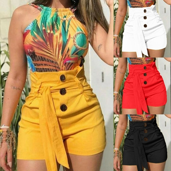 Tie Pants Casual High Waist Shorts 