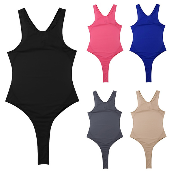 Women's Silk Unlined Thongs High Cut Bodysuit Breezy Sheer One Piece