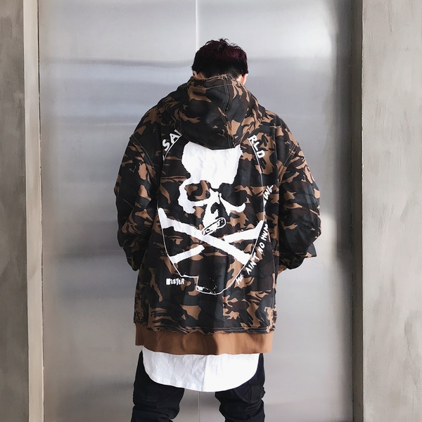 mens camo zip up moletom com capuz