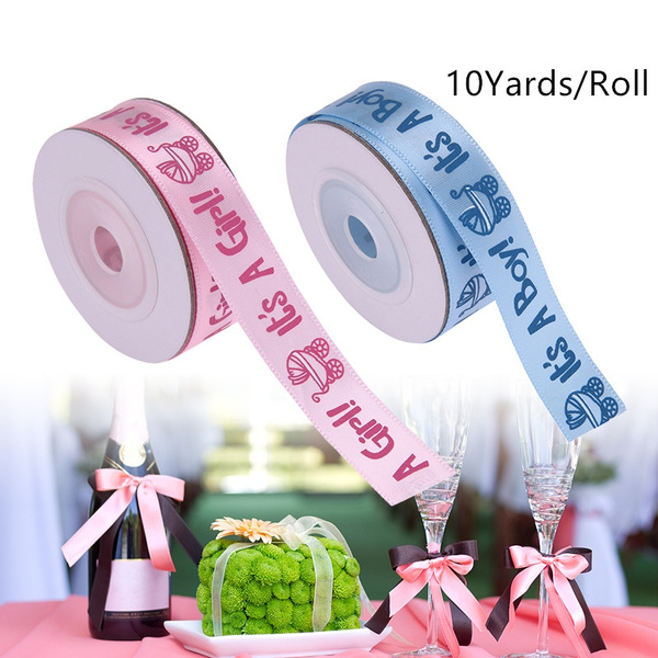 10Yards/Roll IT'S A GIRL/BOY Satin Ribbons Favors Ribbon Baby Shower  Decoration