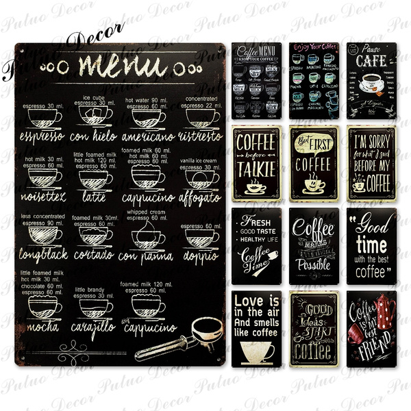  Coffee Wall Art Coffee Bar Wall Metal Decor Sign Black