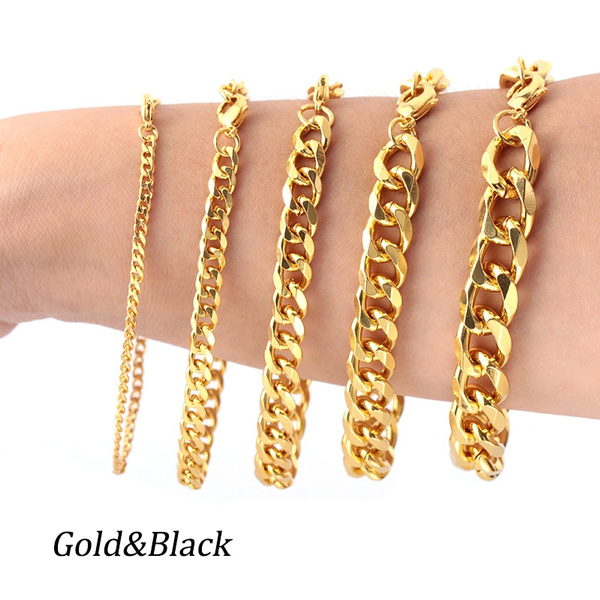 Amazon.com: Hoisy Mens Bracelets, Men's Bracelets Gold Simple Style Leather Bangle  Gold 16.5cmmens Classic Stainless Steel Bracelet: Clothing, Shoes & Jewelry