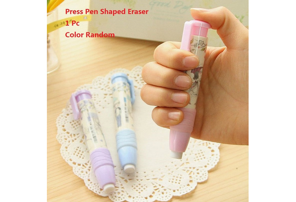 Creative Press Pen Shaped Eraser Writing Drawing Pencil Eraser 