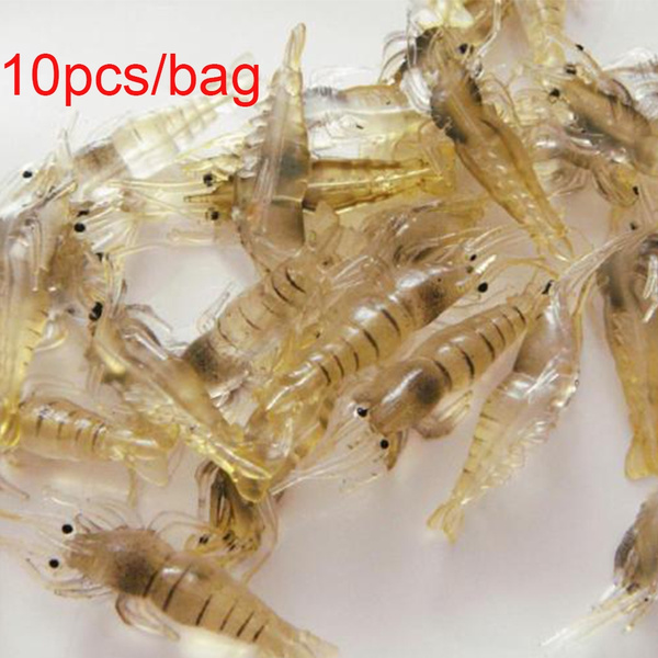 Sea Fishing Shrimp Fake Bait Luminous Shrimp Fishing Lures Hook Worm Silicone 