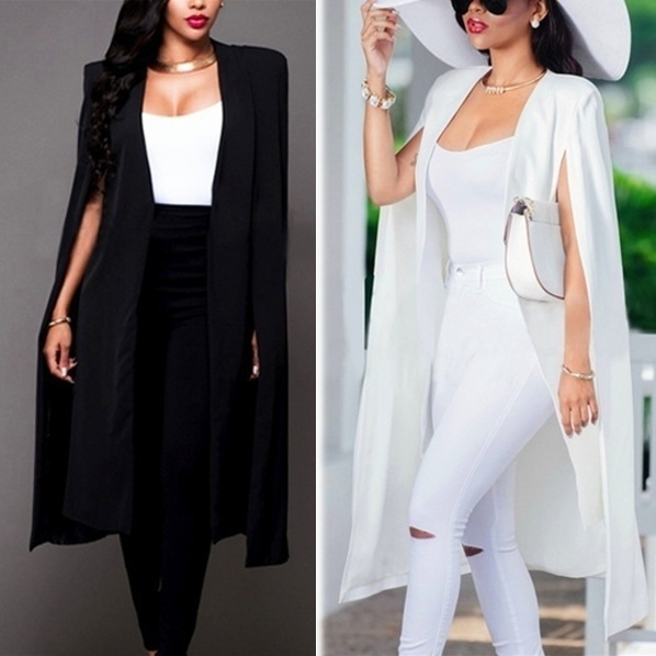 Black and white cape blazer sale