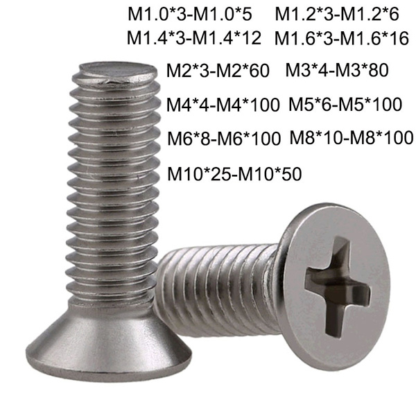 M1 M1.2 M1.4 M1.6 M2 Stainless Steel Phillips Countersunk Flat Head Small Screws 