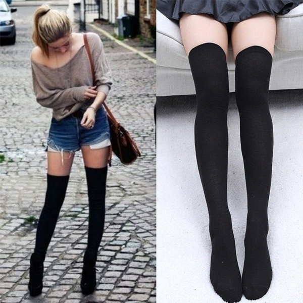 Fashion knee hot sale high socks