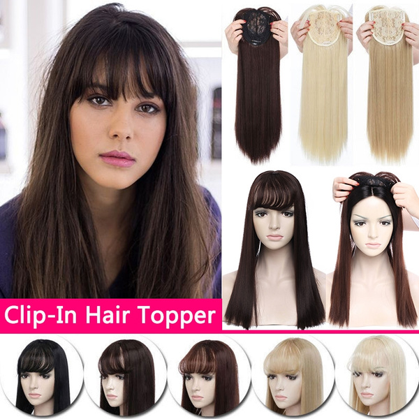Full Head Top Cover Clip In Hair Piece Topper Hair Extension With Air Bangs  | Wish