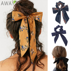 Fashion Ribbon Girl Hair Bands Bow Streamers Hair Ring Scrunchies Horsetail Tie Solid Headwear Hair Accessories