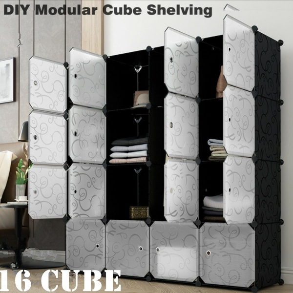 16 Lattice DIY Magic Assembled Wardrobe Simple Clothing Storage