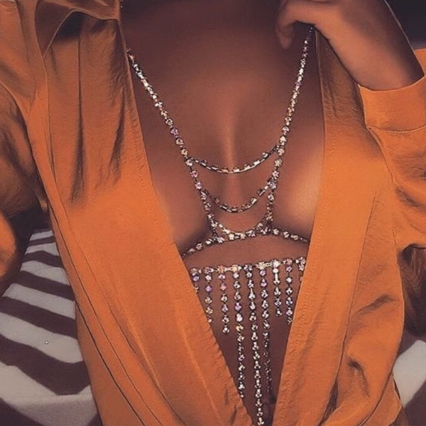 diamond bra body chain