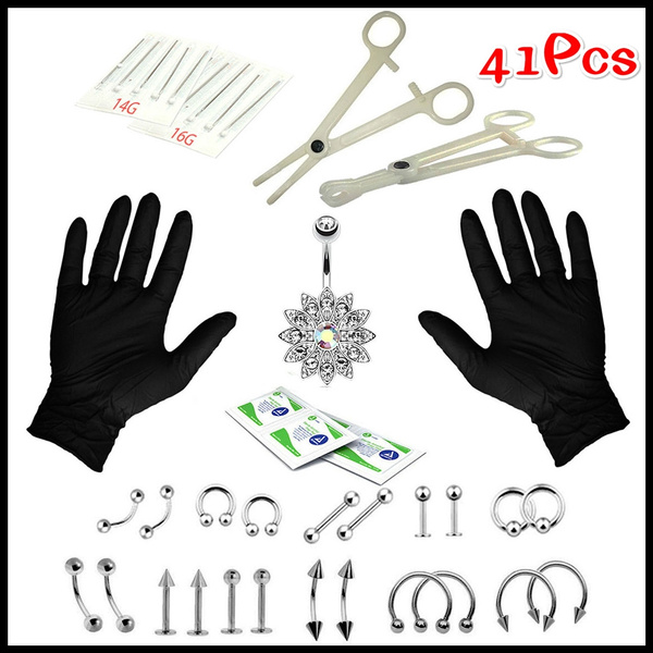 22/41PCS Professional Body Piercing Tool Kit Ear Nose Navel Nipple