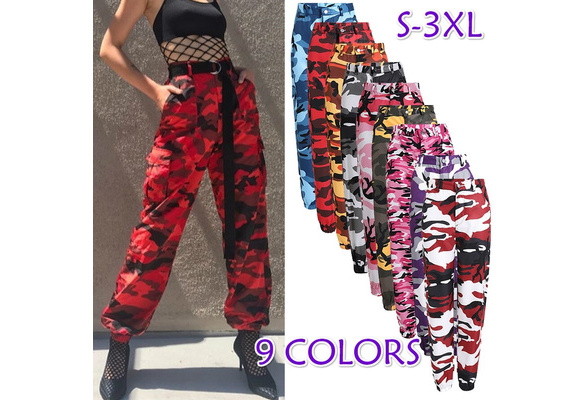 9 Colors Plus Size Women Loose Camouflage Cargo Hip hop Pants Military  Climbing Pants Outdoor Sport Jogger Pants XS-5XL