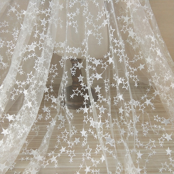 Lace Mesh Embroidery Sheer Fabric Voile Tulle Wedding Dress Tutu Skirt Cloth DIY