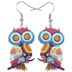 Acrylic Cute Owl Bird Earrings Drop Dangle Fashion Cartoon Animal Jewelry For Women Girls Kids Charms Gifts
