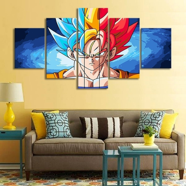 Wall Art HD Print Poster Home Decoration Cuadros 5 Pieces Dragon Ball Super  Goku Super SaiyanCanvas Painting Modular Pictures For Living Room Unframed  | Wish