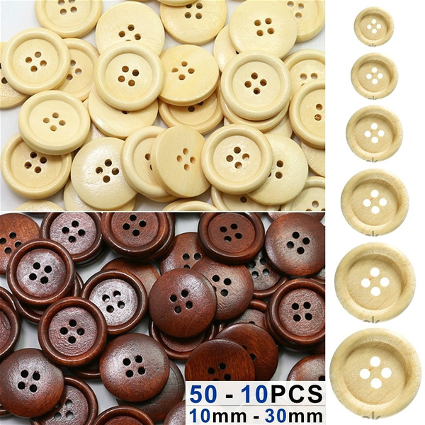 Delicate 2 Holes Handmade with Love Wooden Button for Sewing Scrapbooking Diameter:15MM 50 Pcs Natural Wooden Buttons