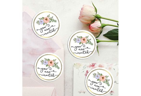 72 X Circle Party Stickers, Wedding Invitation Stickers, Save The Date  Labels, You're Invited, Join Us, Be Our Guest, Engaged