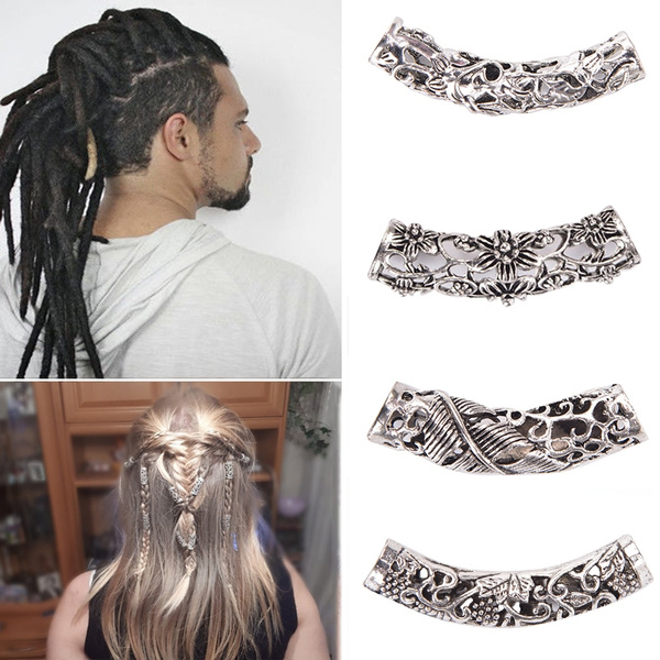 Accessories, 7 Piece Silver Beaded Hair Charms Hair Rings