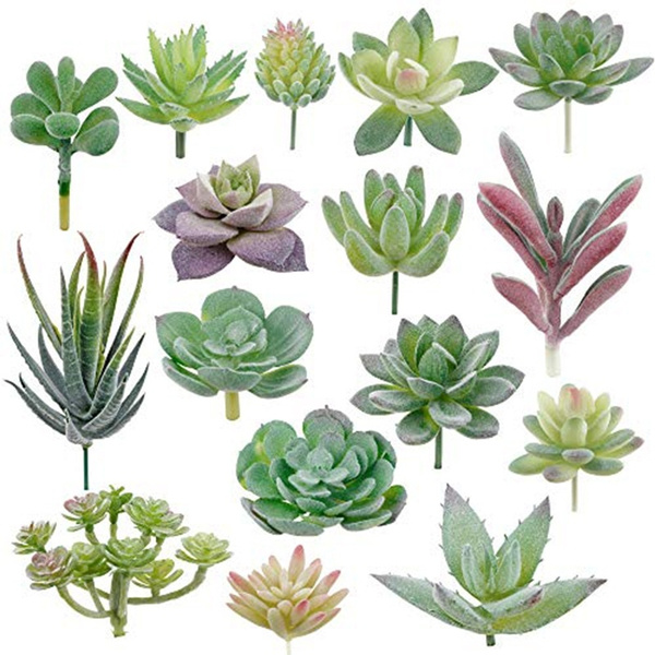 thumbnail image 2 of 18-Pack Artificial Succulent Plants - Fake Lotus Unpotted Plastic Decor Multicolor 2 of 6