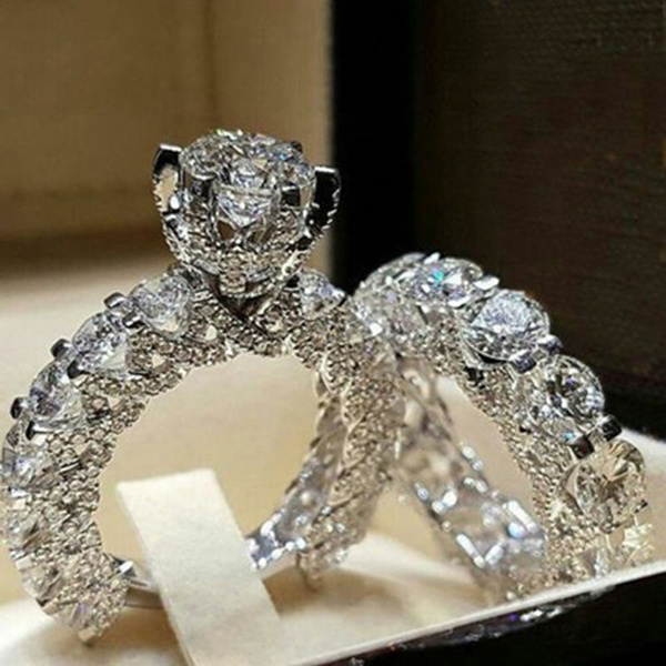 Classic Luxury Engagement Wedding Ring Set Brilliant - Temu
