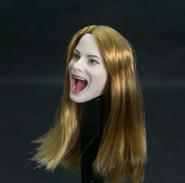 1//6 Little Girl Head Carving Young Girl Head Sculpt Blond Straight Hair Head