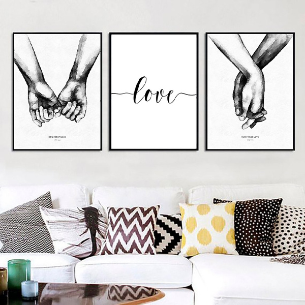 Nordic Back White Style Sweet Love Wall Art Canvas Poster Minimalist ...