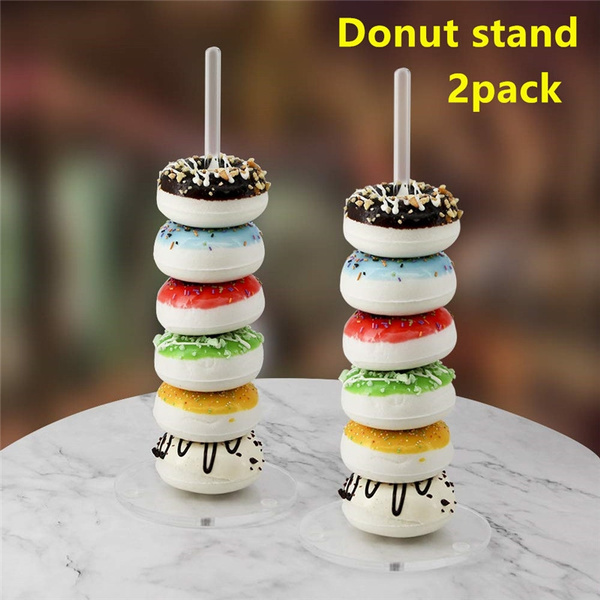 2 Packs Donuts Stand,Clear Acrylic Doughnut Donut Stand Display Holder ...