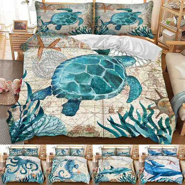3d Turtle Octopus Whale Dolphin Seahorse Sea Duvet Cover Bedding Set Single Twin Full Queen King Size Polyester Bedlinen No Comforter And Flat Sheet Wish - Turquoise Bedding Set Single 3d Turtle Octopus Whale Dolphin Seahorse Sea Duvet Cover Bedding Set Single Twin Full Queen King Size Polyester Bedlinen No Comforter And Flat Sheet Wish - Turquoise Bedding Set Single