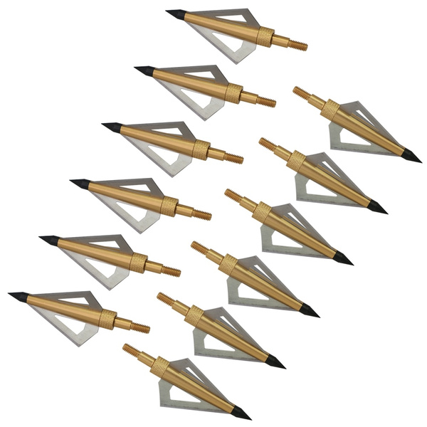 12Pcs 125 Grain 3 Fixed Blade Archery Arrow Head Hunting Arrow Tips