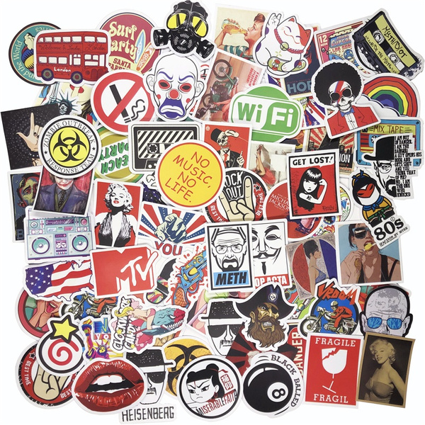 A - section Luggage Graffiti Decals 100 Pieces Waterproof Vinyl Stickers for Personalize Laptop Helmet Skateboard Car 