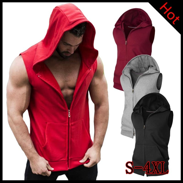 Slim fit 2024 sleeveless hoodie