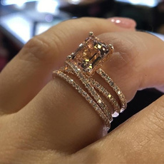 Sterling, Engagement Wedding Ring Set, 925 sterling silver, Rose Gold Ring