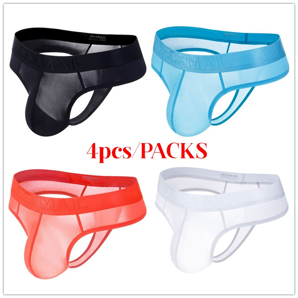 4PCS/PACKS JOCKMAIL New Ice Silk Transparent Men Breifs Mens Underwear ...