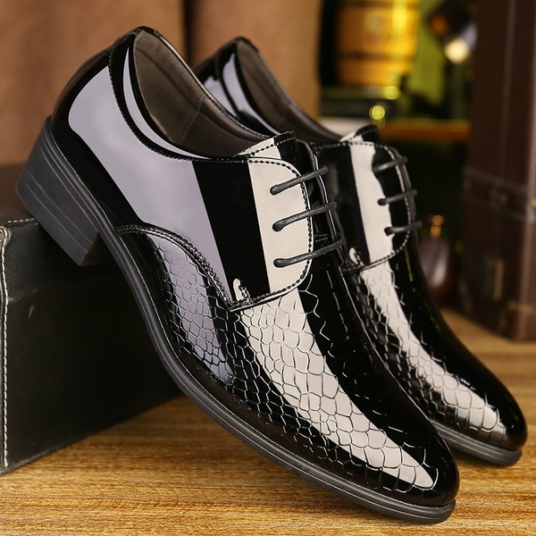 Men Lace Business Leather Shoes Casual Comfortable Wedding Shoe Male Suit  Shoes