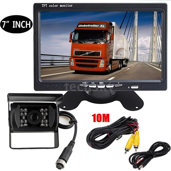 7 Lcd Tft Monitor Car Truck Rear View Monitor 4pin 18 Led Ir Night Vision Reversing Camera 10m Cable Cameras De Recul Auto Ruckfahrkamera Ruckansicht Kamera Bildschirm System For Truck Car Bus Rv Van Caravan Trailers