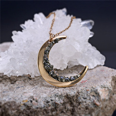 goldplated, Crystal, 18kgoldnecklace, moonphase
