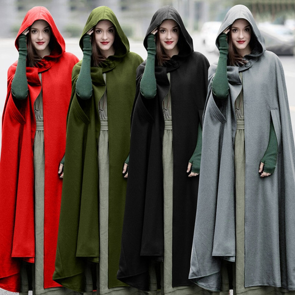 Women's Fashion Autumn Winter Gothic Trendy Maxi Hooded Wool