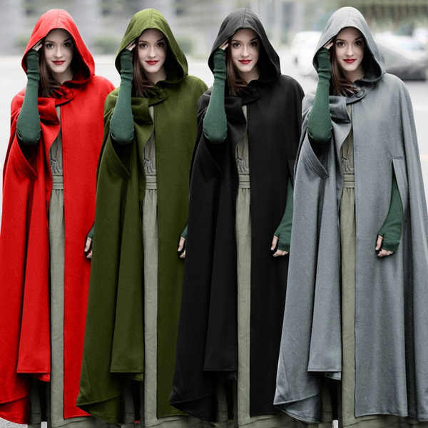 Medieval Gothic Hooded Cloak Coat, Renaissance Victorian