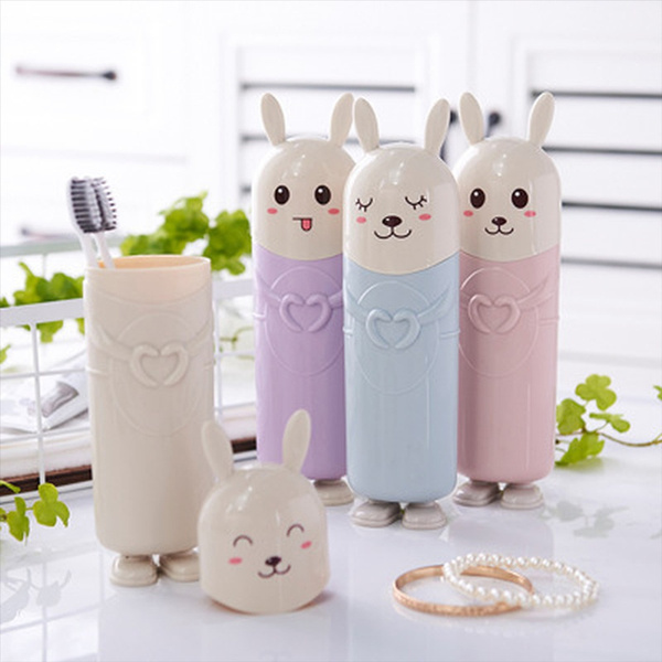 Cup Outdoor Travel Toothpaste Holder Storage Box Lovely Rabbit Toothbrush Case 