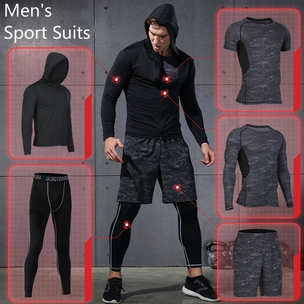 5Pcs/Set Men's Tracksuit Compression Sports Suit Gym, 43% OFF