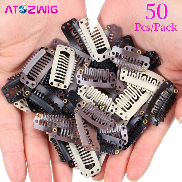 Wholesale 50Pcs Wig Clips with Silicon Rubber 32mm Snap Clips For