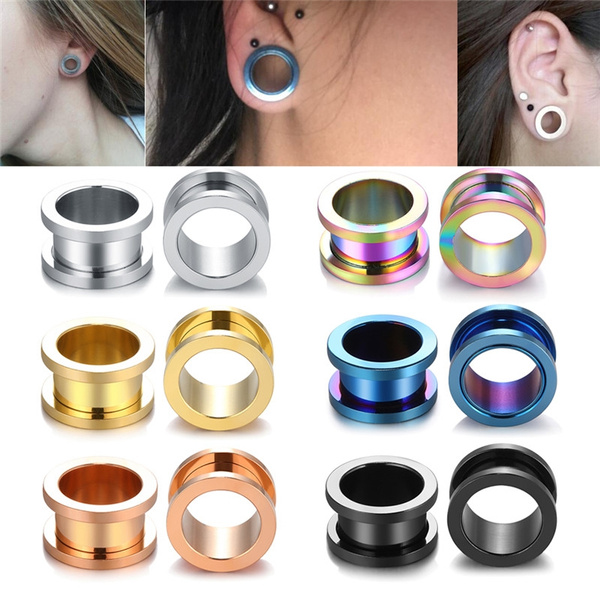 Ear Gauges Ear Plugs Flesh Tunnels Stainless Steel Ear Stretching Body JewelryZP