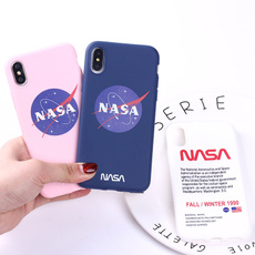 US American Nasa Space Astronaut Case for  Iphone X XR XS MAX 7 8 6 S Plus Black White Silicone Tpu Letter Phone Cover