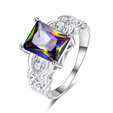 rainbow, quartz, emeraldring, 925 silver rings