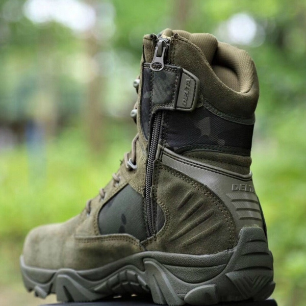 Men’s Military Tactical Boots Waterproof Hiking Combat Boots Army Comp Toe  Side Zip Work Boots